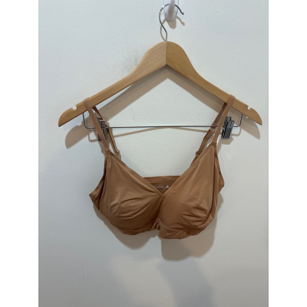 Abercrombie & Fitch Tan Nude Wireless Bralette V-Neck Adjustable Straps Womens S